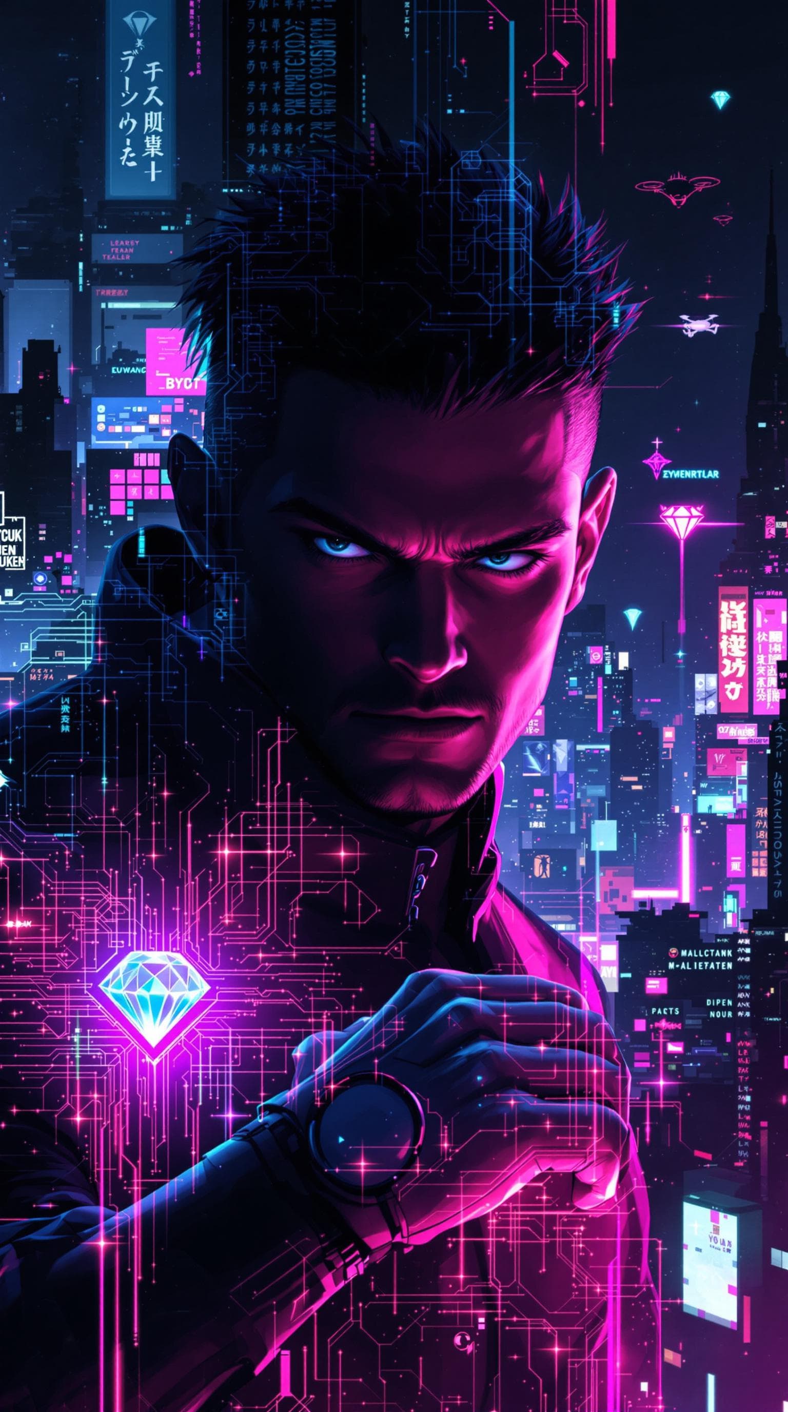 Cyberpunk Glitch style example